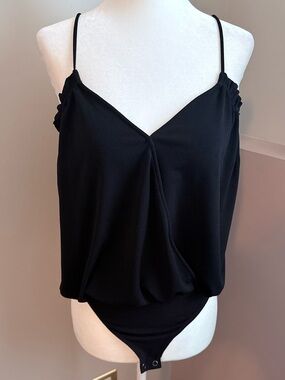 Express Women’s Small Black Spaghetti Strap V-Neck Bodysuit